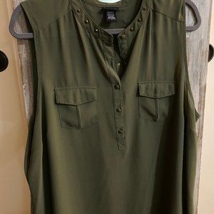 TORRID- Green Sleeveless Top with Studded Neckline